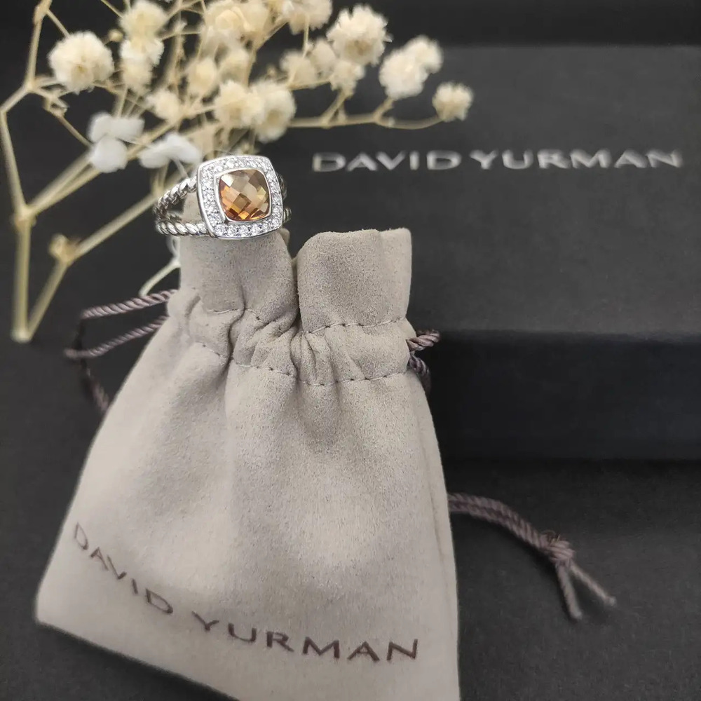 David Yurman Square Diamond Ring with Champagne Diamonds